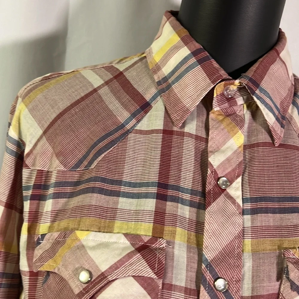 Vintage Youngbloods Authentic Western Red Plaid Pearl Snap Button Down Shirt